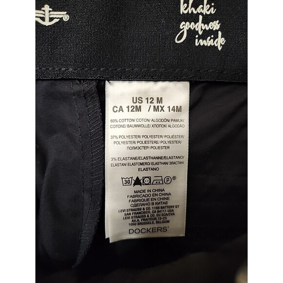 Dockers Sure Fit Khaki Pants Womens 12 Black Slimming Stretch Trouser NEW - Picture 9 of 10